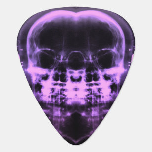 Double X-Ray Skulls with Headphones - Purple Guitar Pick