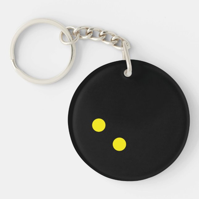 Double yellow dot squash ball acrylic keychain (Front)