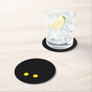 Double yellow dot squash ball coasters for bar