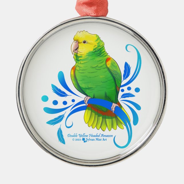 Double Yellow Headed Amazon Parrot Metal Ornament (Front)