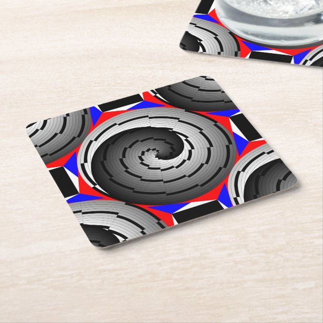 Double Yin Yang Spiral by Kenneth Yoncich Square Paper Coaster (Angled)