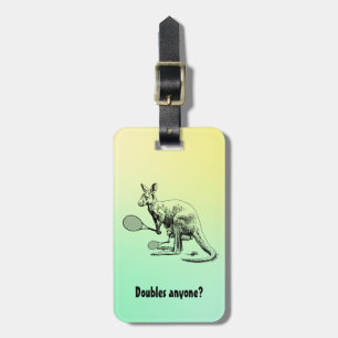 Doubles Anyone? Kangaroo Tennis Player Luggage Tag
