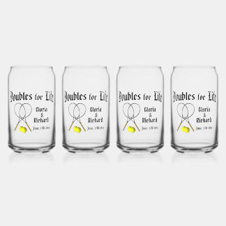 Doubles for  Life Tennis Wedding Can Glass