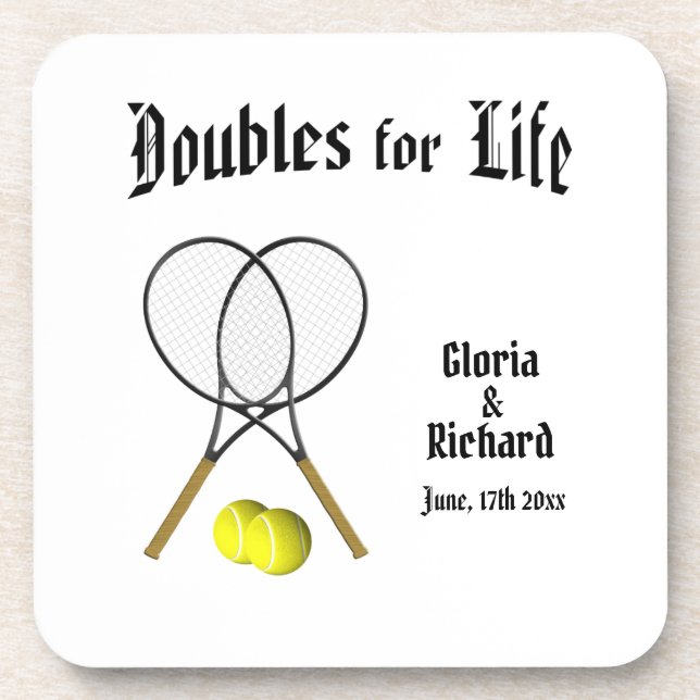 Doubles for  Life Tennis Wedding Coaster (Front)