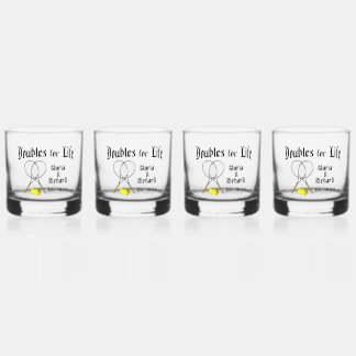 Doubles for  Life Tennis Wedding Whiskey Glass