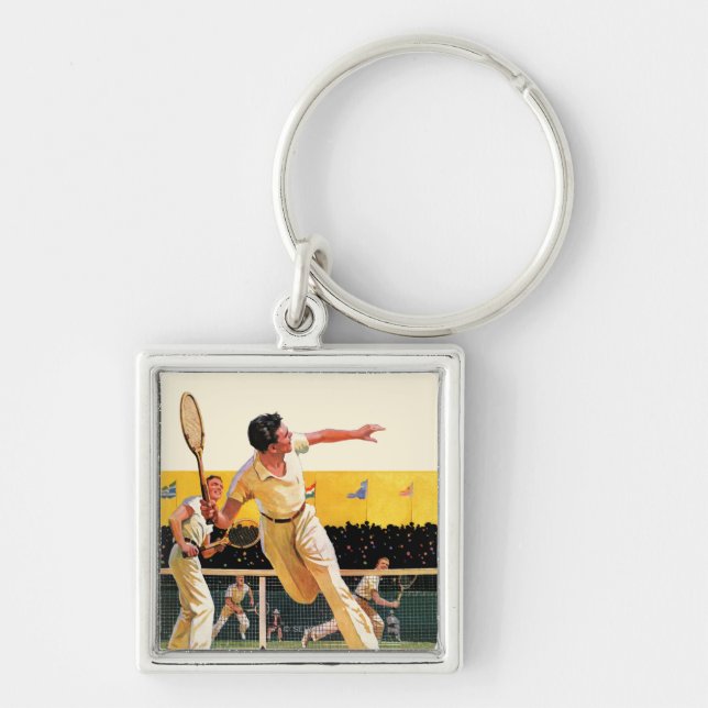Doubles Tennis Match Keychain (Front)