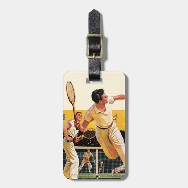 Doubles Tennis Match Luggage Tag (Front Vertical)