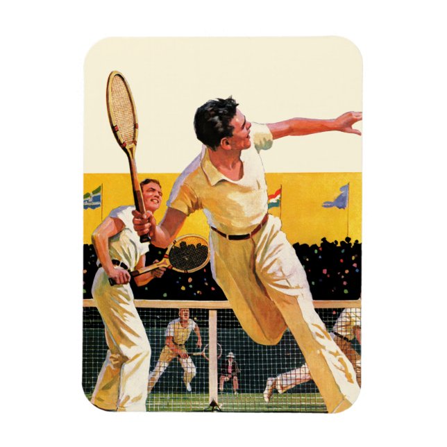 Doubles Tennis Match Magnet (Vertical)
