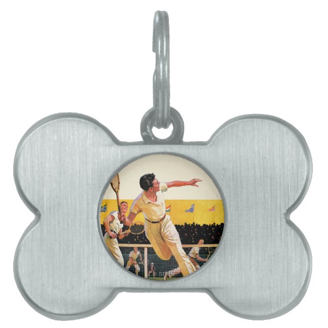 Doubles Tennis Match Pet ID Tag (Front)