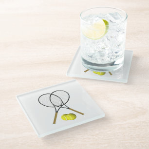 Doubles Tennis Sport Theme Glass Coaster