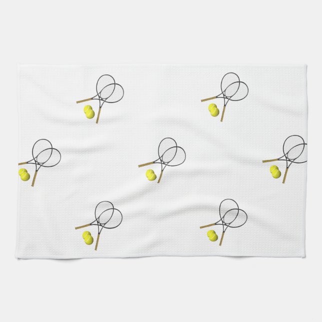 Doubles Tennis Sport Theme Kitchen Towel (Horizontal)