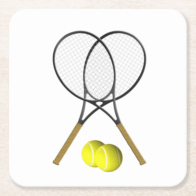 Doubles Tennis Sport Theme Square Paper Coaster (Front)