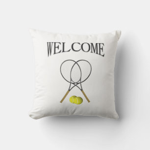 Doubles Tennis Sport Theme Welcome Outdoor Pillow