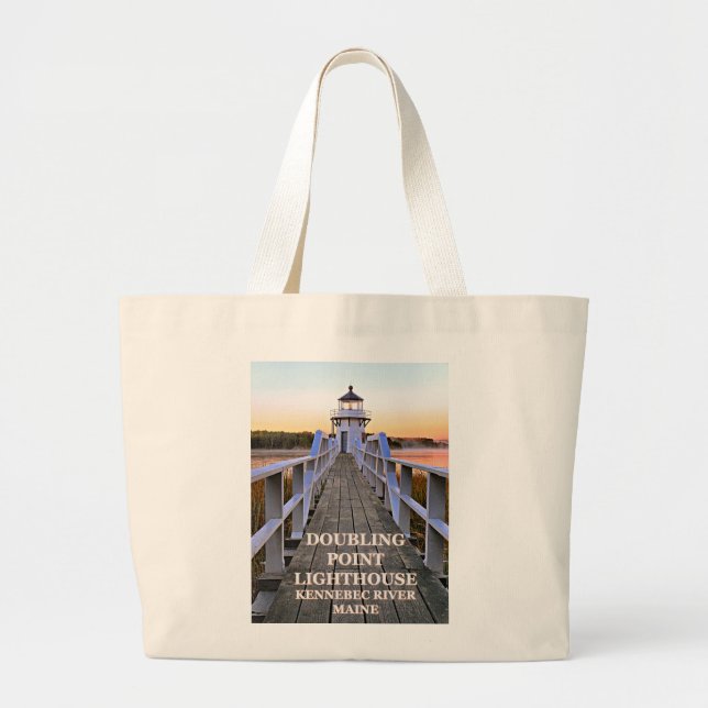 Doubling Point Lighthouse, Arrowsic Island, Maine Large Tote Bag (Front)