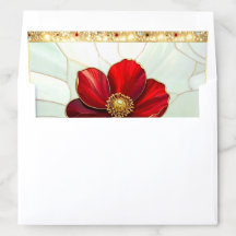 Doublure d'enveloppe Fleur Rouge en Verre Cathédra