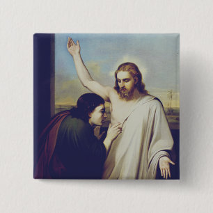 Doubting Saint Thomas by Silvestro Lega 2 Inch Square Button