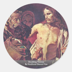 Doubting Thomas By Honthorst Gerard Van Classic Round Sticker