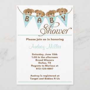 Douce chiot bébé douche Invitations