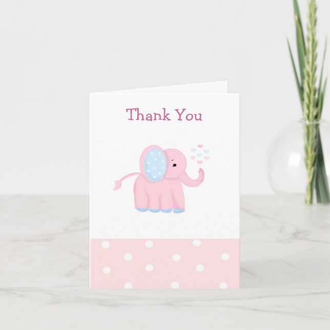 Douce Éléphant Rose Bébé Merci (Devant)