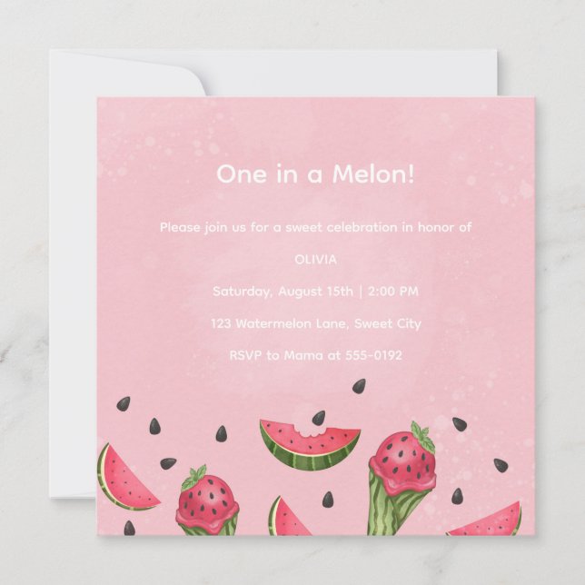 Douce Glace à la Pastèque d'Été Invitation d'Anniv (Devant)