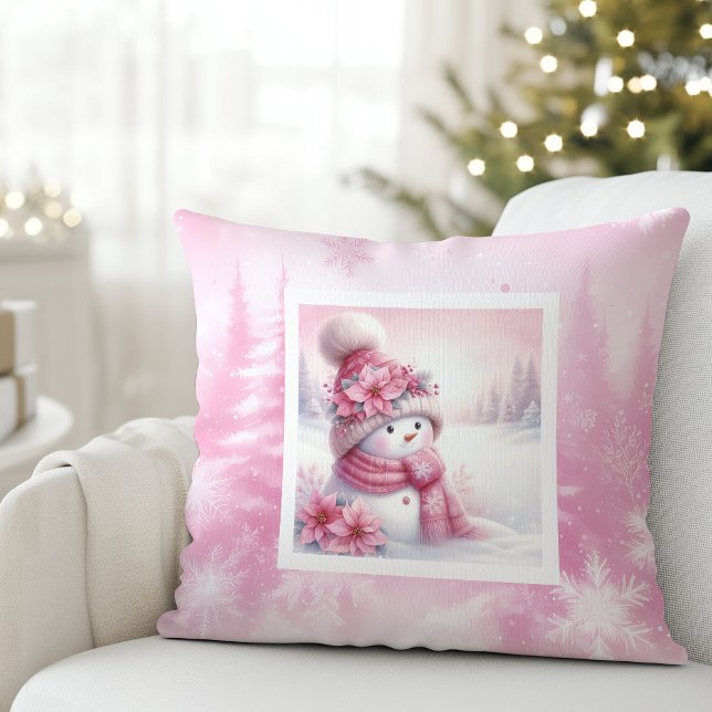 Douce housse de coussin décorative pour chambre d' (Sweet Pinkmas Winter Forest Kids Room Decor Pillow

)