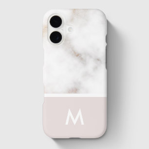 Douce initiale personnalisée en marbre rose et or