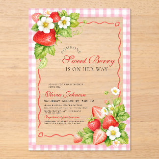 Douce Invitation Baby Shower en Acrylique Rose à C