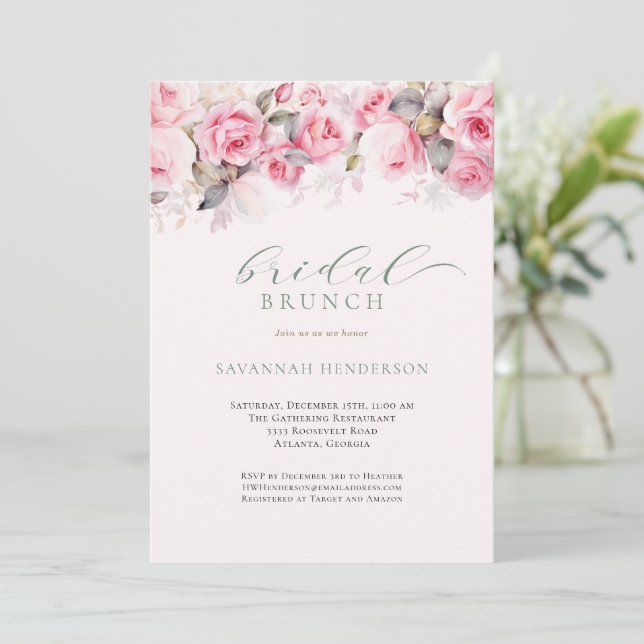 Douce Invitation de Brunch pour Mariage Editable F (Debout devant)