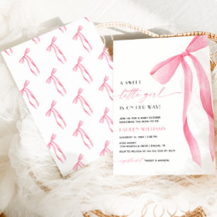 Douce Invitation Rose Pâle avec Nœud Papillon pour