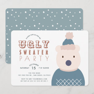 Douce moche fête de Noël Ours polaire Invitation