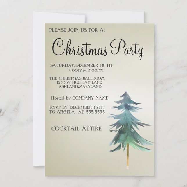Douce, Moderne, Cool, Invitation de sapin de Noël (Devant)
