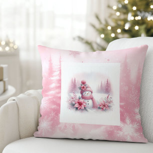 Douce oreiller de neige de Noël forêt rose Pinkmas