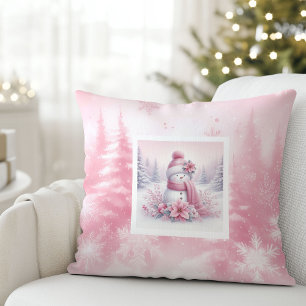 Douce oreiller de neige rose de Noël forêt