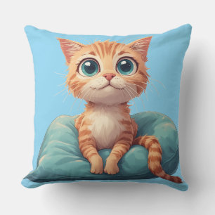 Douce petite chatte sur un doux oreiller pour les