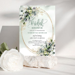 Douce Romance Vert et Blanc Invitation de Réceptio