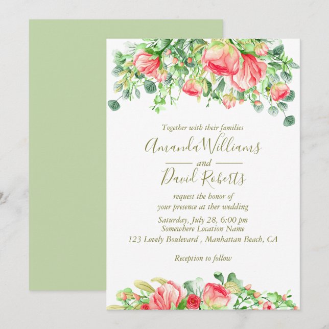 Doucement romantique | Faire-part de mariage flora (Devant / Derrière)
