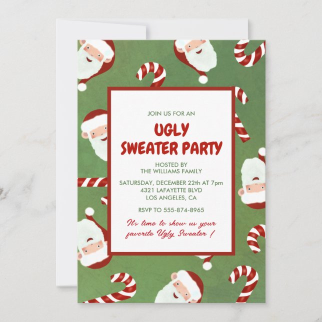 Douceur moche invitation Cute Père Noël Barley Suc (Devant)