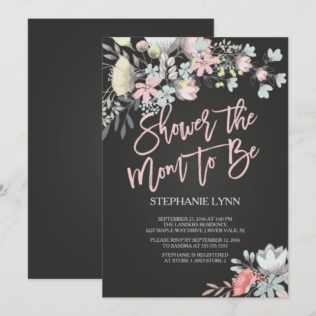 Douche à la maman pour être un Invitation Baby sho (Devant / Derrière)