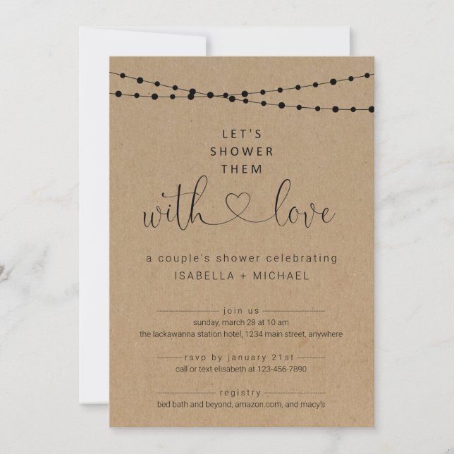 Douche avec Amour Couple's Shower Invitation (Devant)