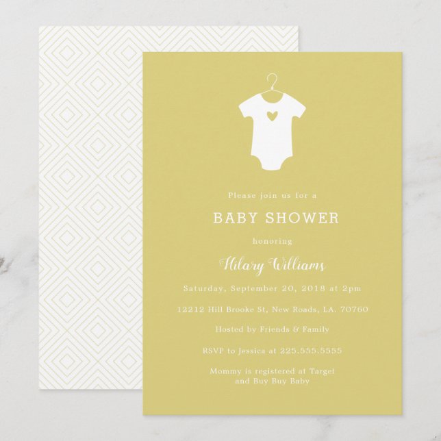 Douche bébé jaune doux Invitations (Devant / Derrière)