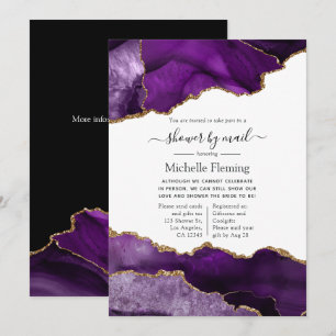 Douche d'agate violet et or par invitation postale