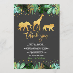 Douche de jungle de carte de remerciements de baby