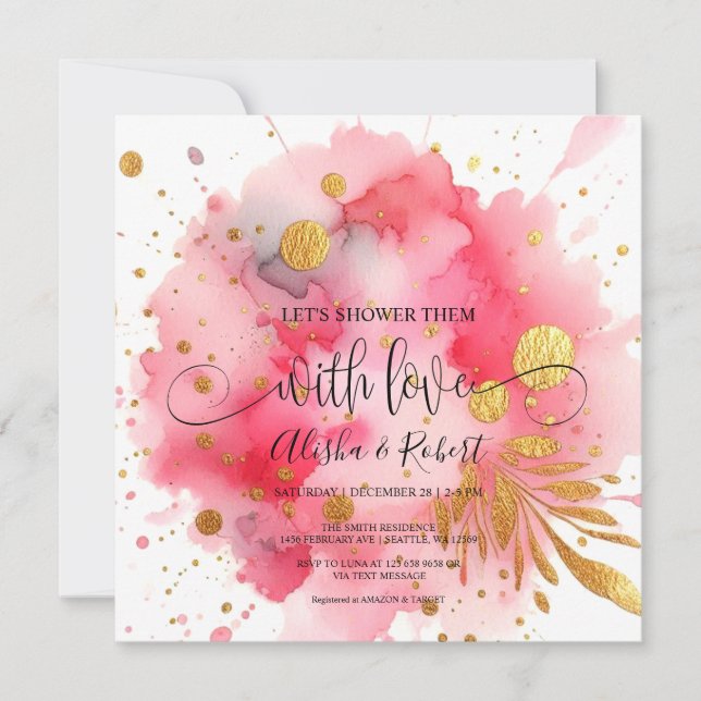 Douche-les avec Amour Couples invitation de douche (Devant)