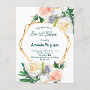 Douche nuptiale aquarelle vert fleuri invitation