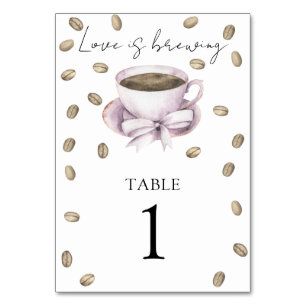 Douche nuptiale café et arc - numéro de table mari