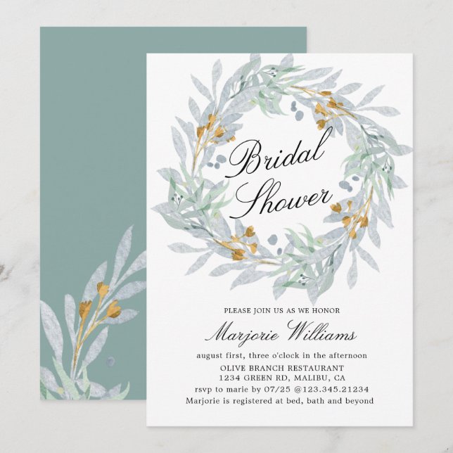 Douche nuptiale douce Botanique Invitation (Devant / Derrière)