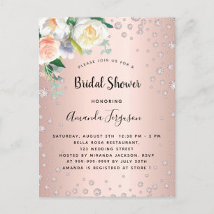 Douche nuptiale rose or blush invitation florale