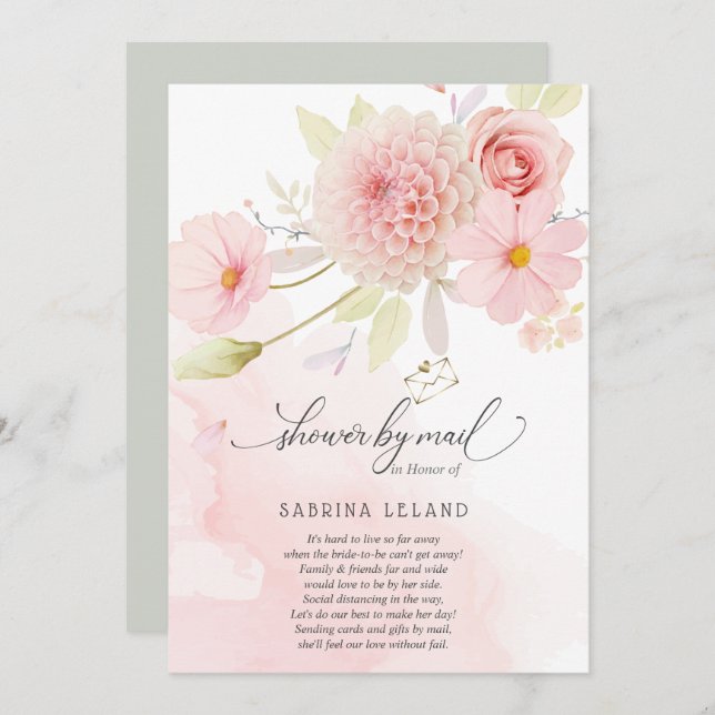 Douche par Mail Blush Rose Floral Spray Invitation (Devant / Derrière)