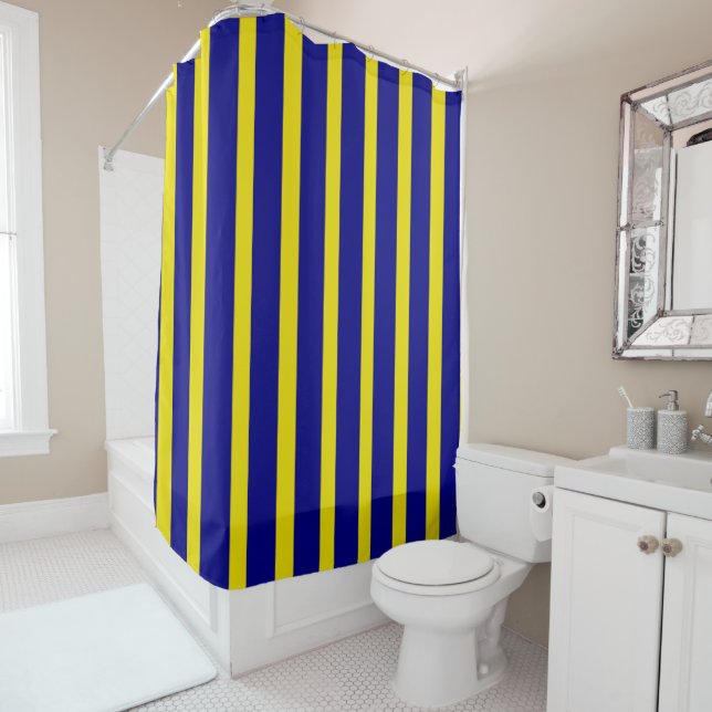 Douche rideau Bleu & Jaune (En situation)