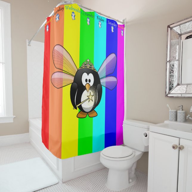 Douche Rideau Pingouin Grève Jours De La Semaine (En situation)